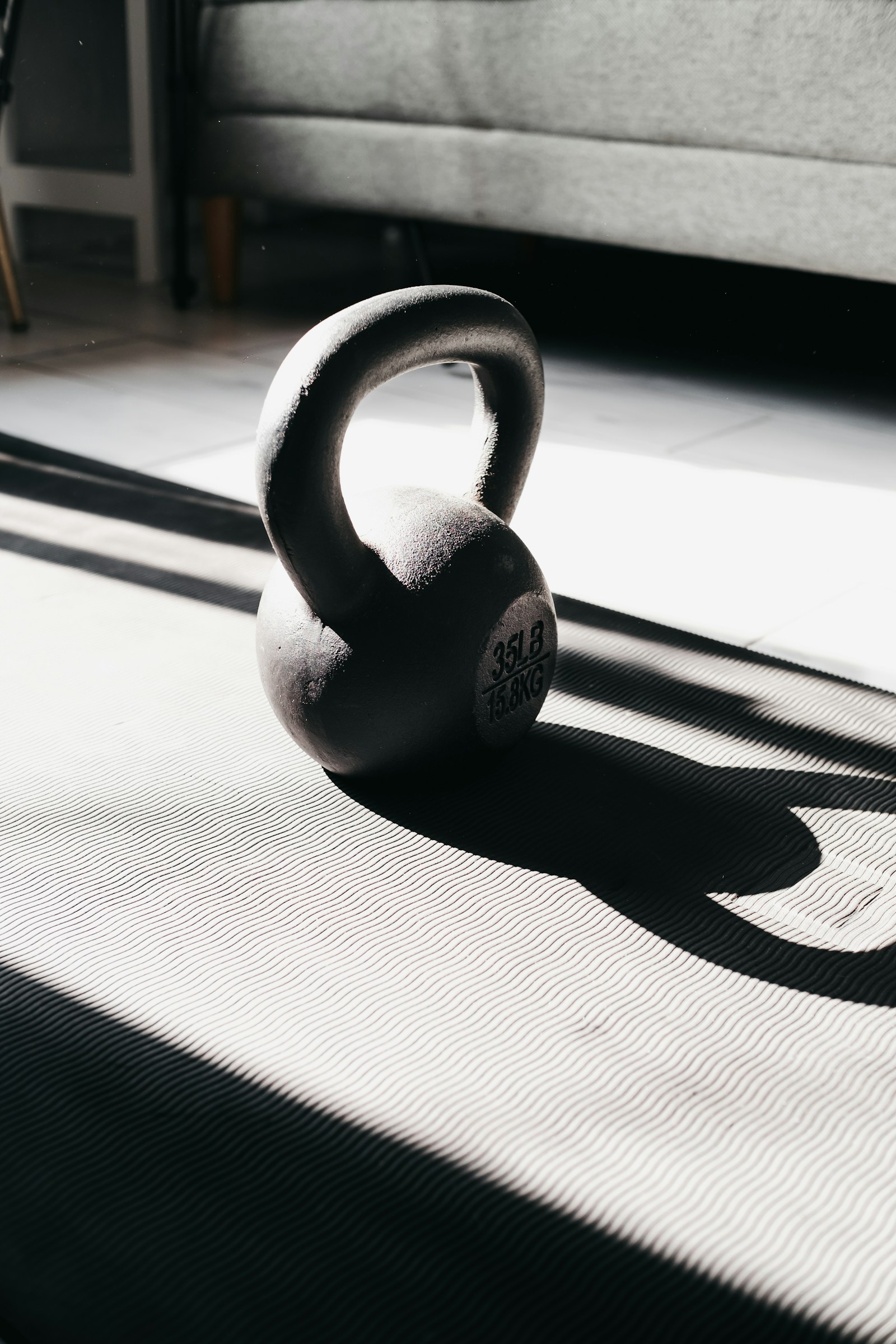 A kettlebell on the floor