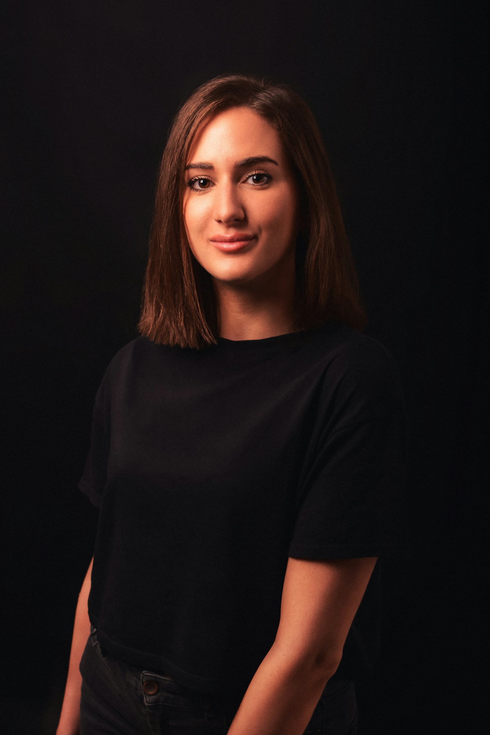 Ines Varga in a plain black T-shirt