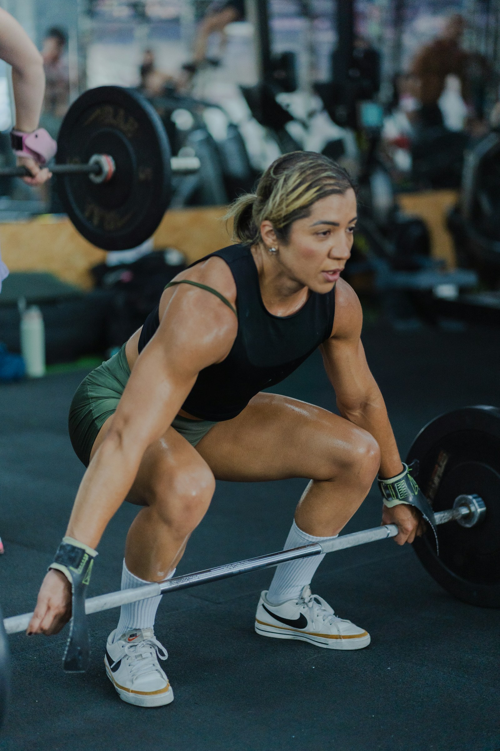 Member setting up for a barbell lift