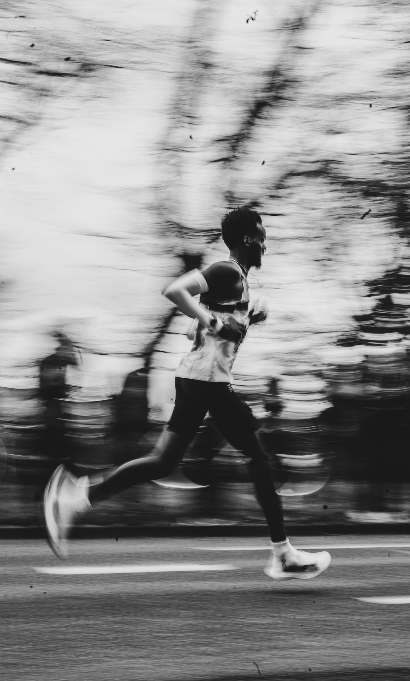 Runner in motion on a path